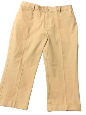 Lauren Ralph Lauren Pants Women 12 (34x20.5) Tan Crop Chino Cuffed Preppy Mom